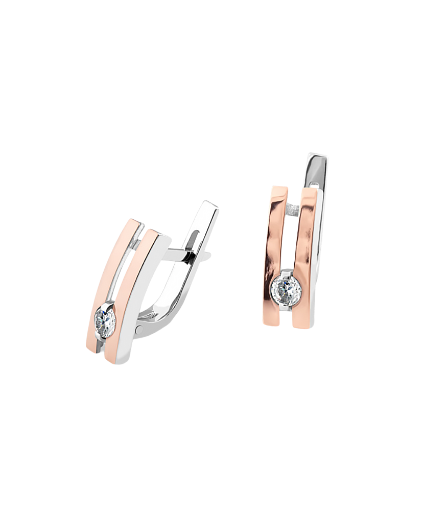 Sterling silver earrings gold plated with zircons