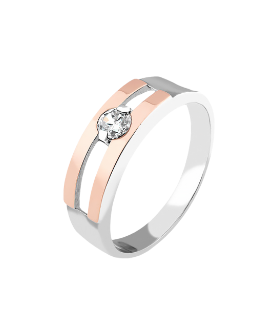 Gold plated silver ring  with zircons