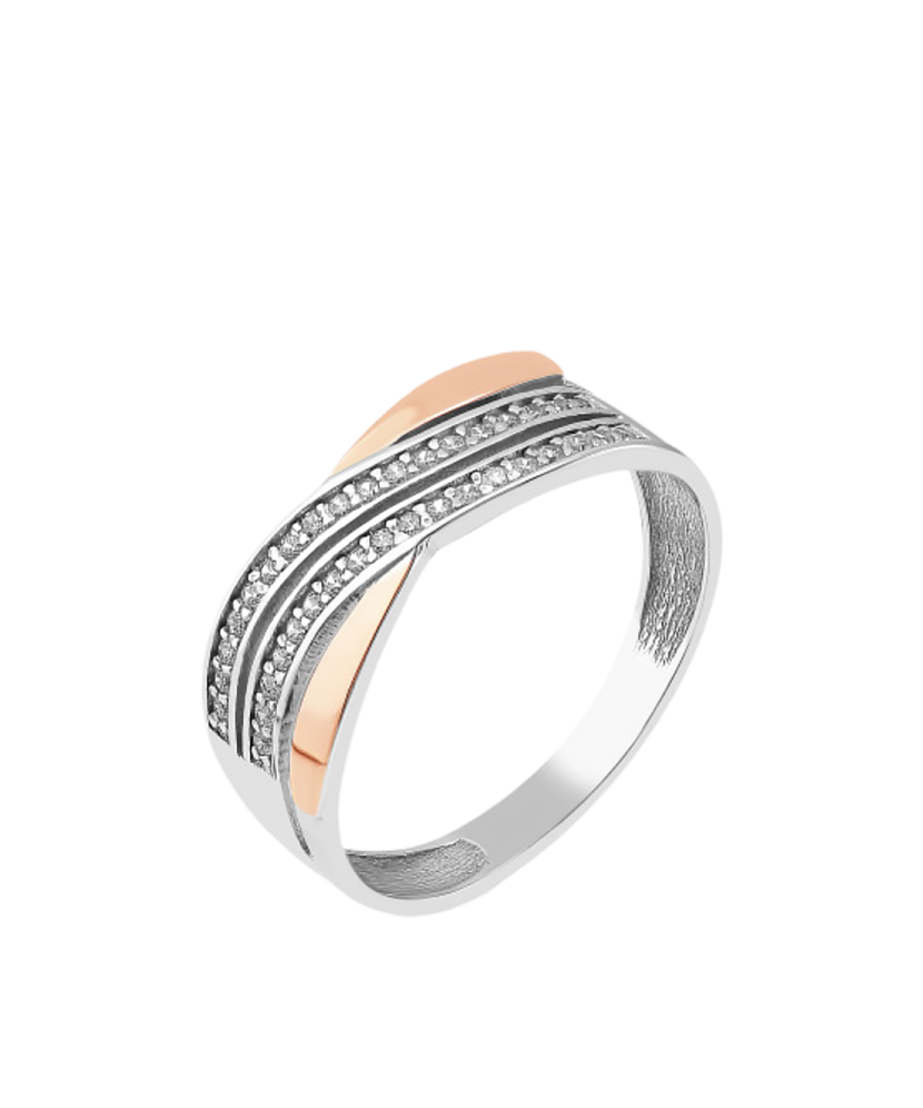 Кольцо из позолоченного серебра с цирконами