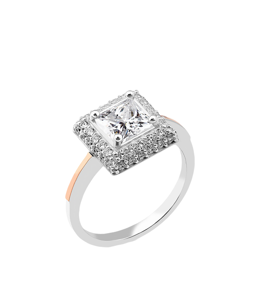 Gold plated silver ring  with zircons