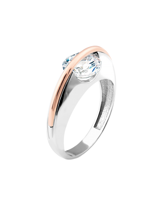 Gold plated silver ring  with zircons