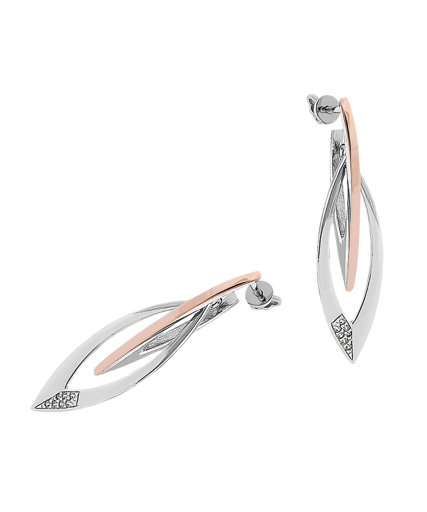 Серьги из позолоченного серебра с цирконами