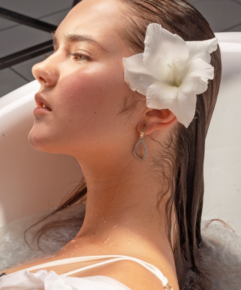 Sterling silver earrings gold plated with zircons