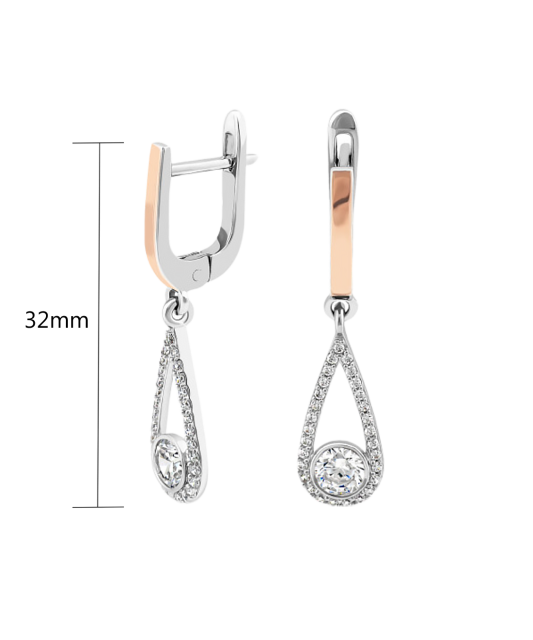 Sterling silver earrings gold plated with zircons