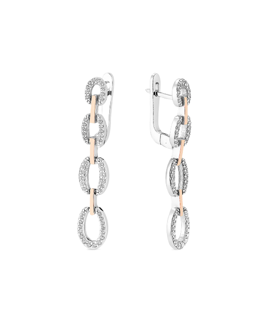 Sterling silver earrings gold plated with zircons