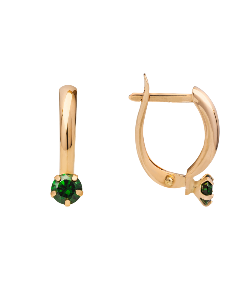 Gold earrings with zircons