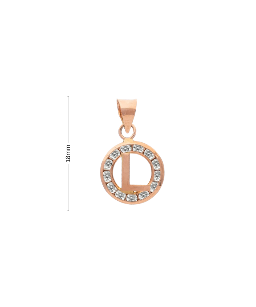 Gold pendant with zircons Letter L