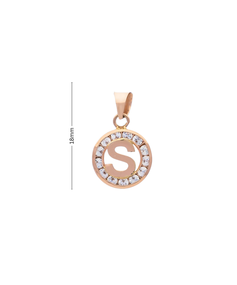 Gold pendant with zircons Letter S