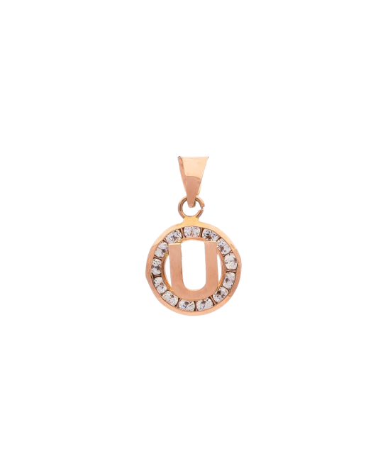 Gold pendant with zircons Letter U