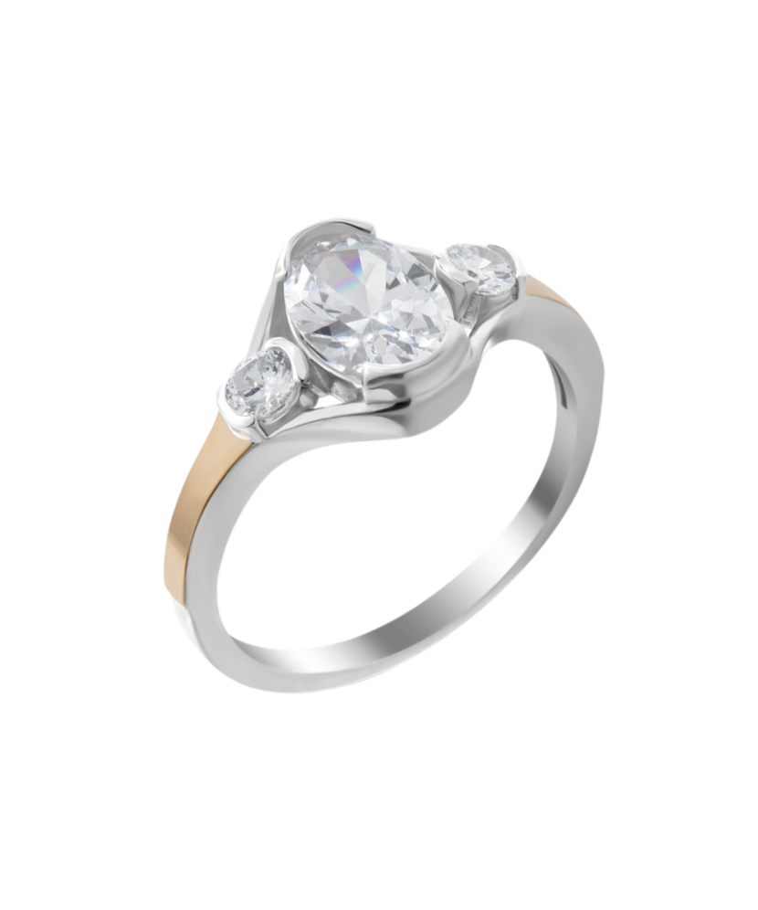 Sidabrinis žiedas Dengtas Auksu su cirkoniais  - Goldinga Sidabrinis žiedas Dengtas Auksu su cirkoniais  - Goldinga