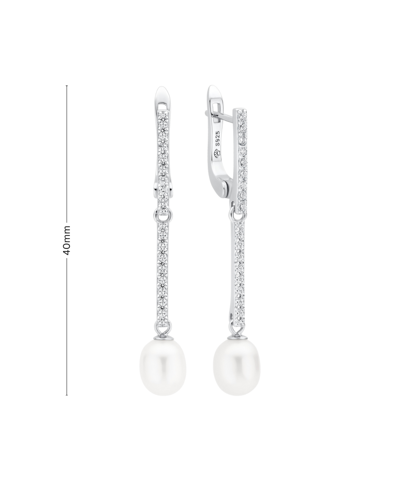 Sterling silver earrings with pearls and zircons