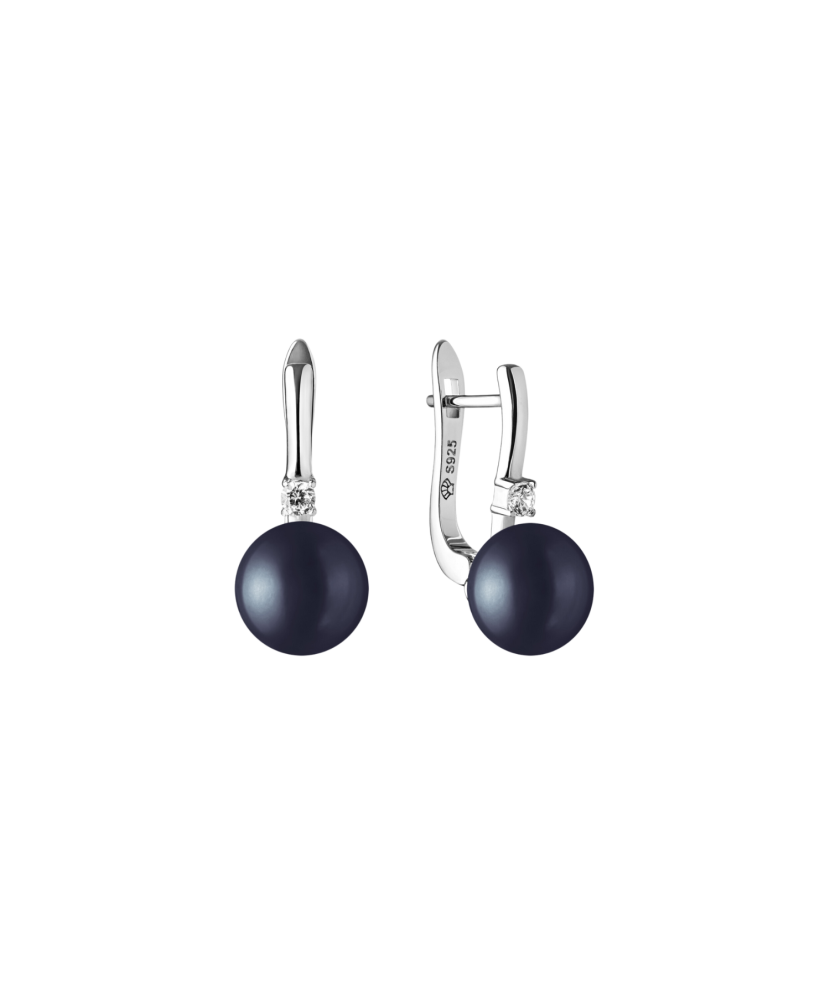 Sterling silver earrings with pearls and zirconium Sterling silver earrings with pearls and zirconium