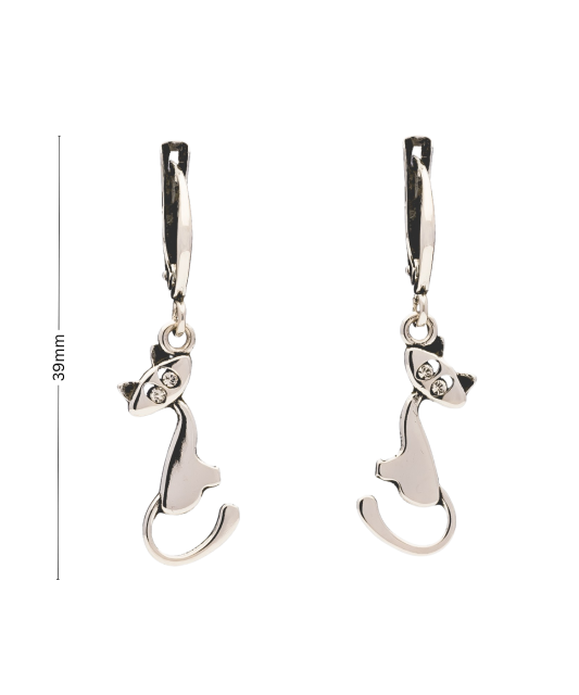 Серьги из серебра с цирконами "Кошка"