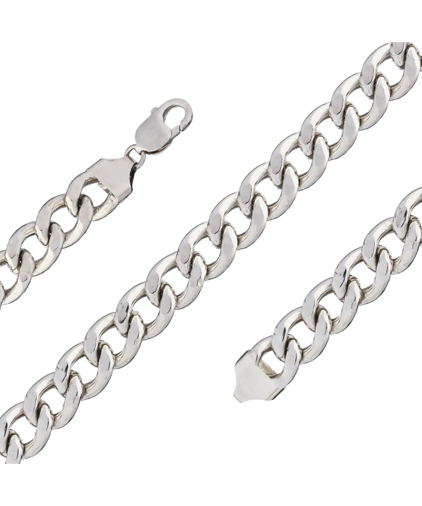 Sterling silver chain "Curb" 12.9mm