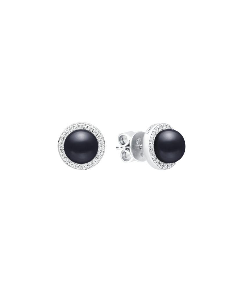 Sterling silver earrings with pearls and zircons