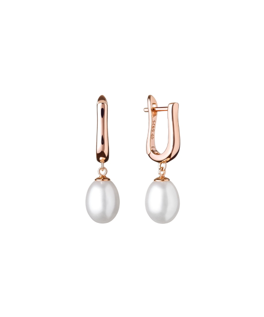 Gilded sterling silver earrings with pearls