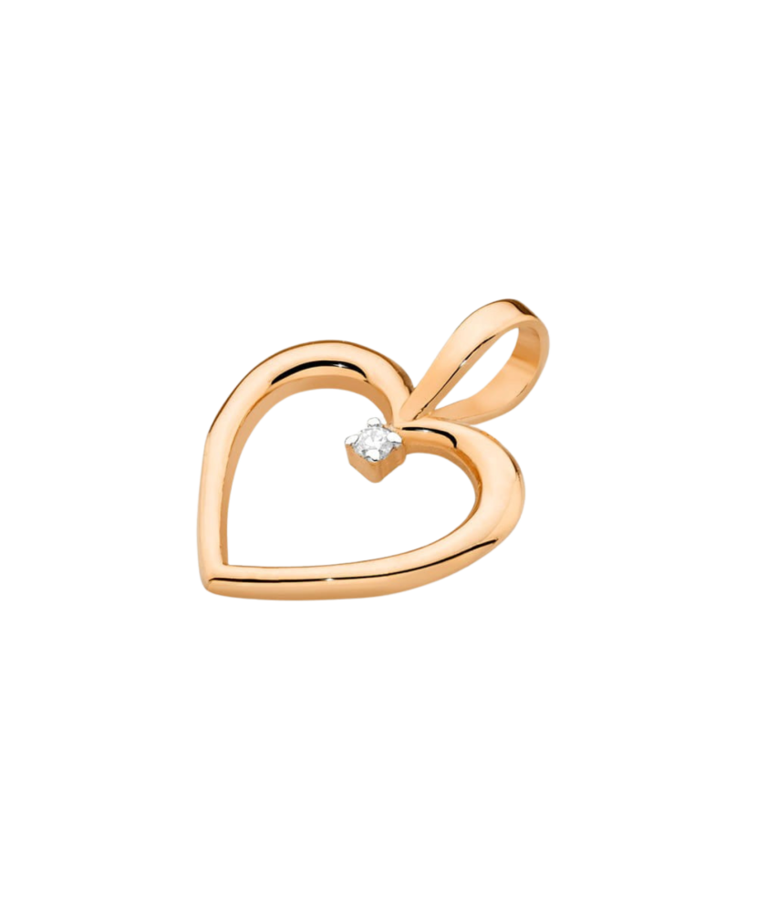 Золотой подвеска с алмазами "Сердечко"