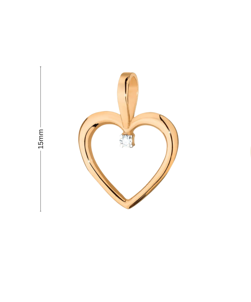 Золотой подвеска с алмазами "Сердечко"