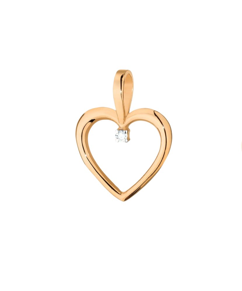 Золотой подвеска с алмазами "Сердечко"