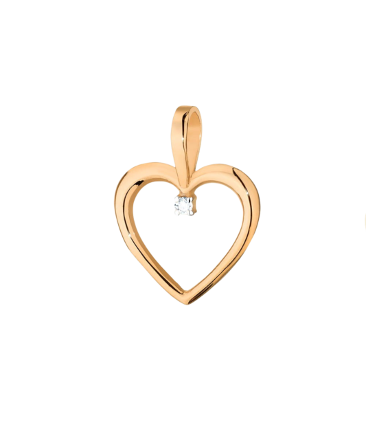 Золотой подвеска с алмазами "Сердечко"