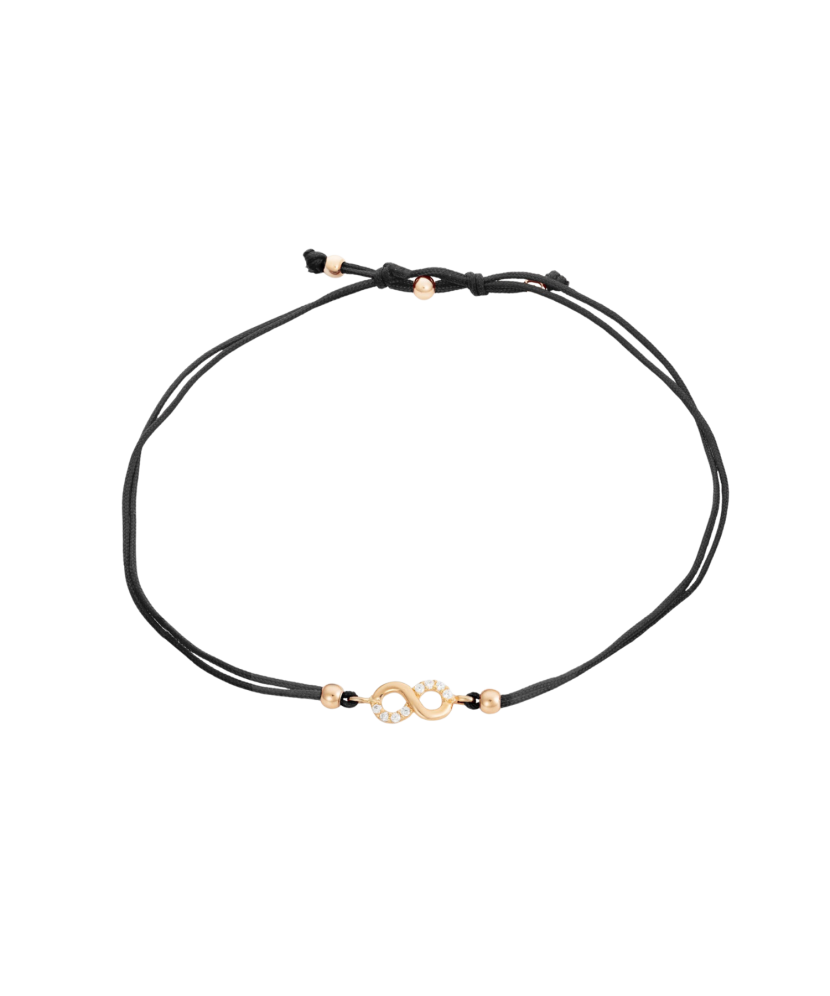 Black string bracelet with a gold pendant "Infinity"