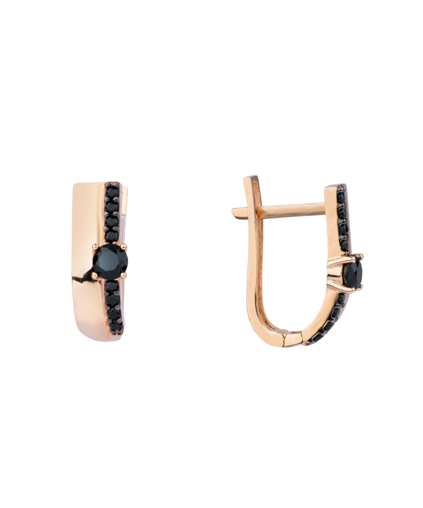 Gold earrings with zircons