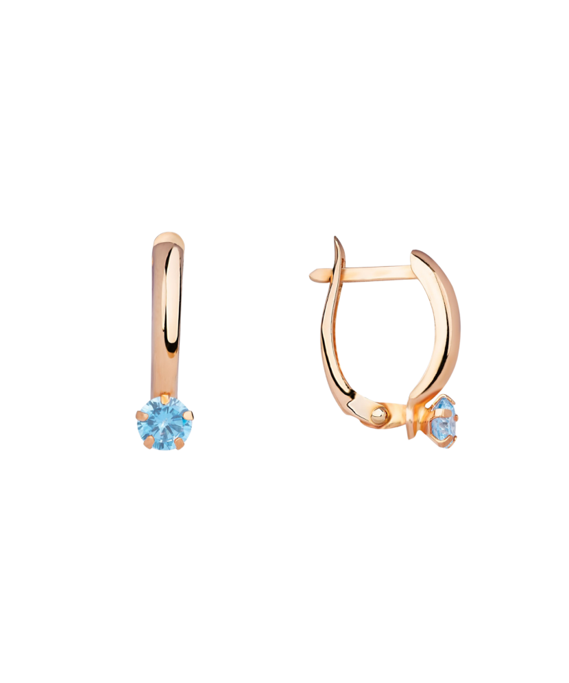 Gold earrings with zircons Gold earrings with zircons