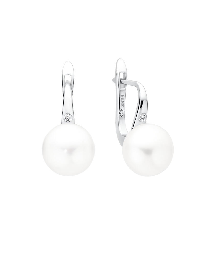 Sterling silver earrings with pearls and zirconium Sterling silver earrings with pearls and zirconium