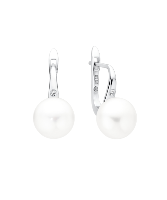 Серьги из серебра с жемчугом и цирконом
