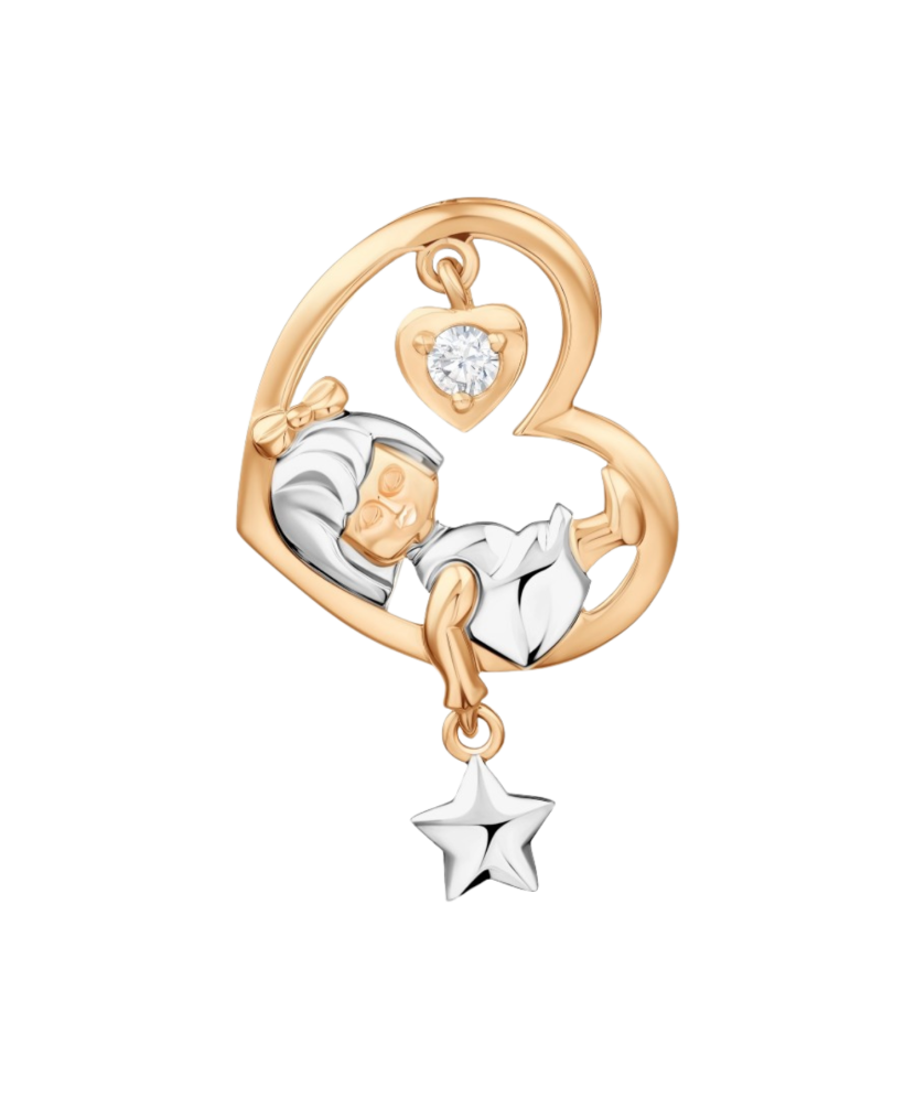 Золотая подвеска с цирконом "Девочка на луне" Золотая подвеска с цирконом "Девочка на луне"