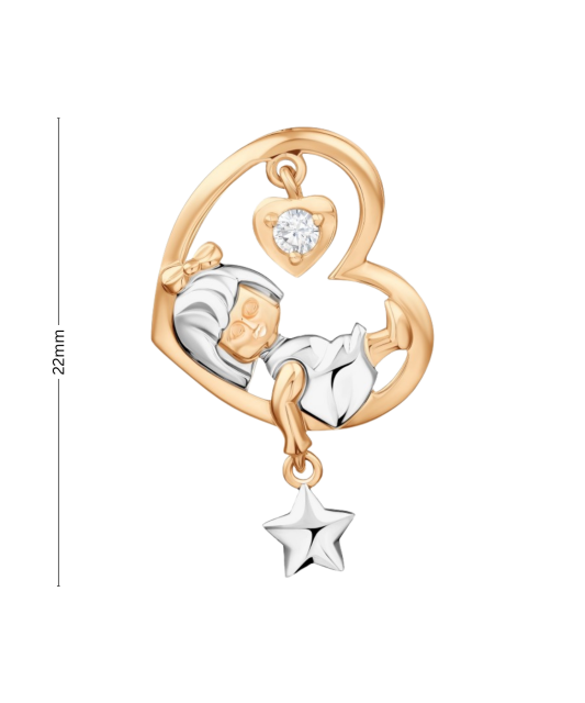 Gold pendant with zirconium "girl in the moon"