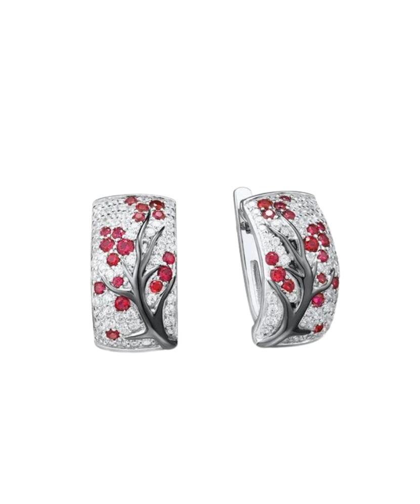 Серебряные серьги со шпинелями и цирконами