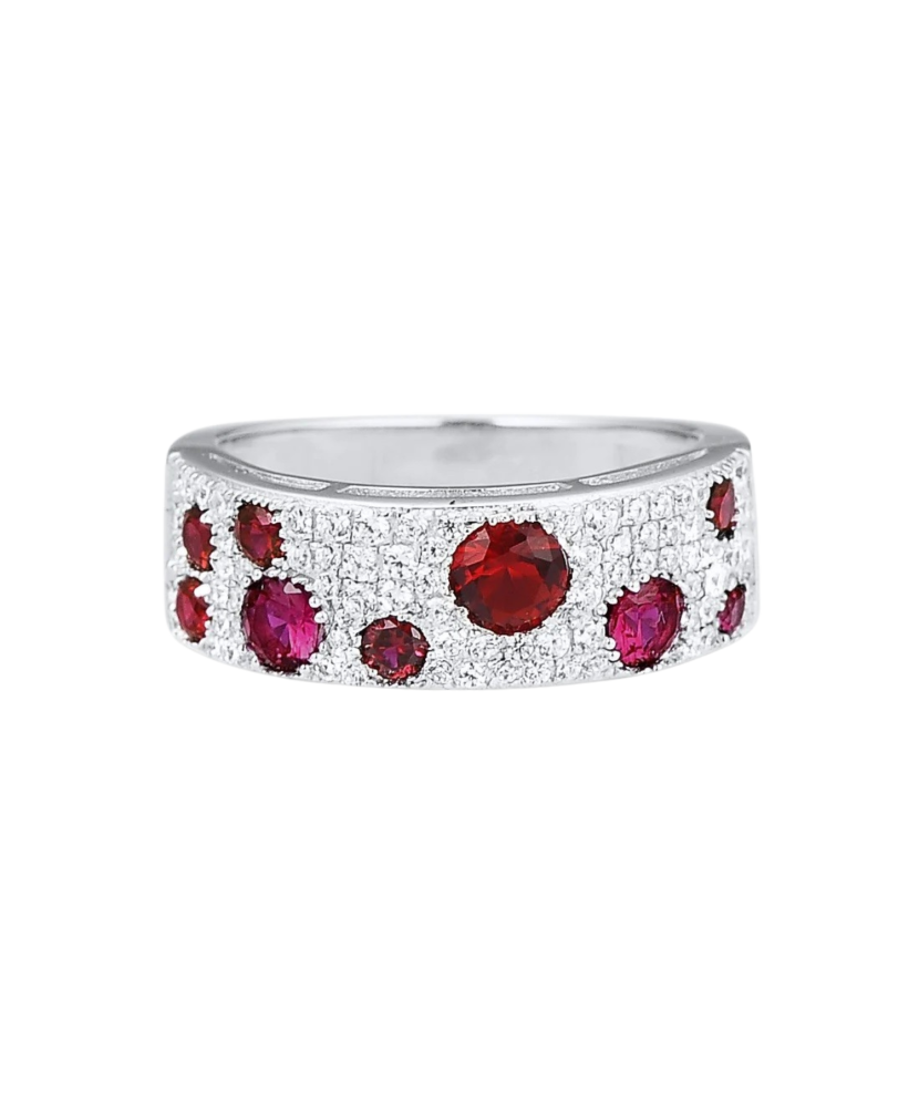 Sterling Silver ring with zircons and nano ruby