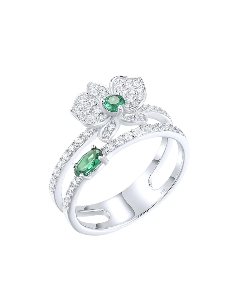 Sterling silver ring with zircons and spinels