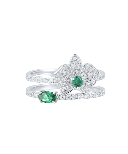 Sterling silver ring with zircons and spinels
