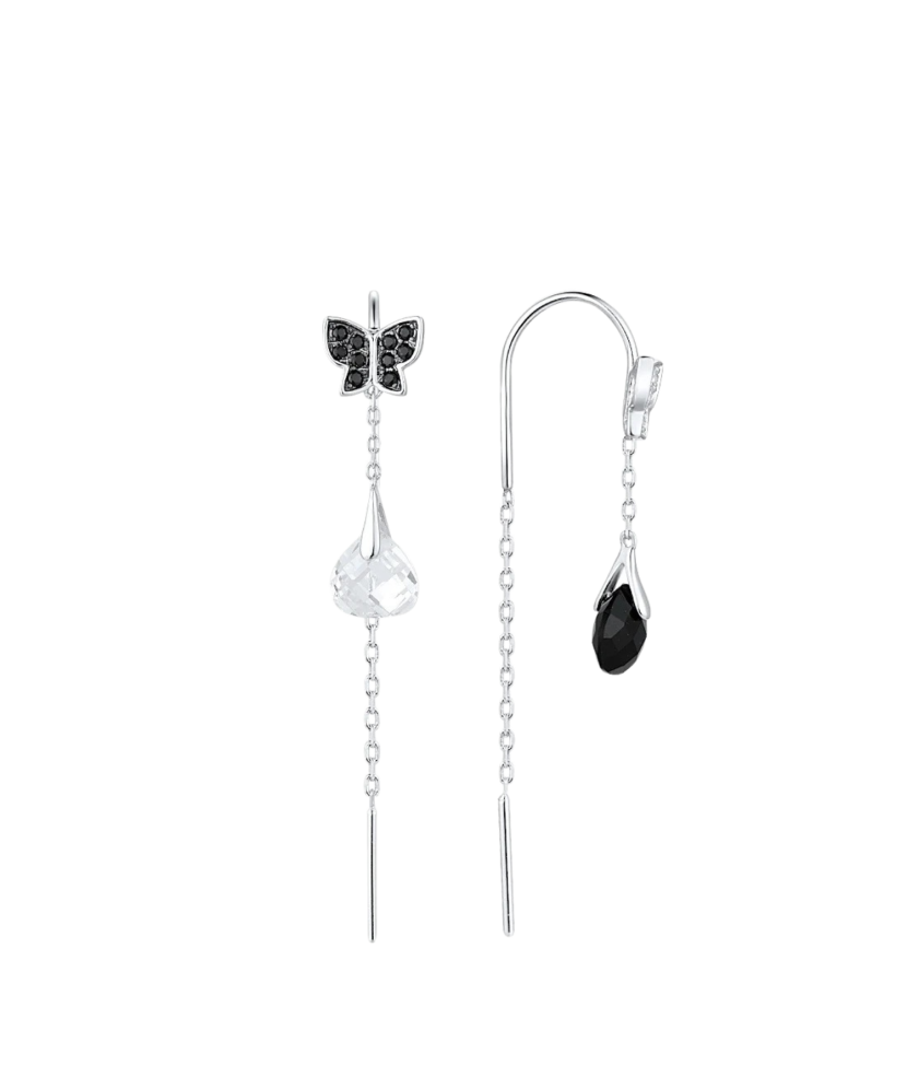 Sterling Silver earrings with zircons and spinels "Butterflies"