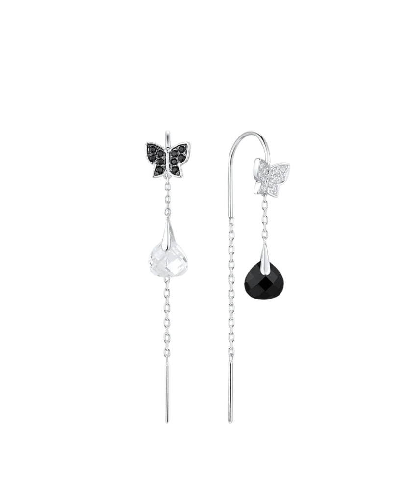 Sterling Silver earrings with zircons and spinels "Butterflies"