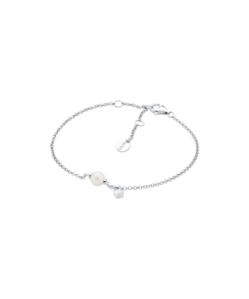 Sterling Silver bracelet with pearl and zirconium