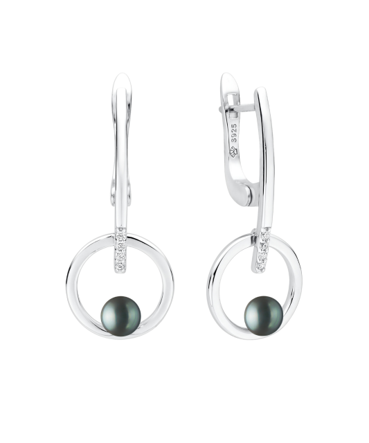 Sterling silver earrings with pearls and zircons