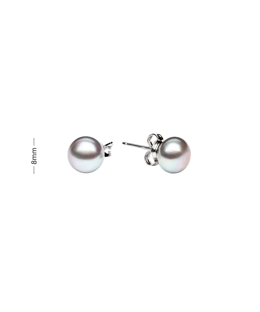 Sterling silver earrings with pearls 8 mm