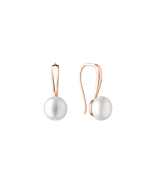 Gilded sterling silver earrings with natural pearls