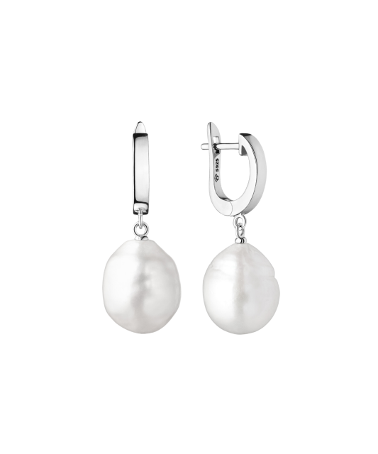 Серьги из серебра с натуральным жемчугом
