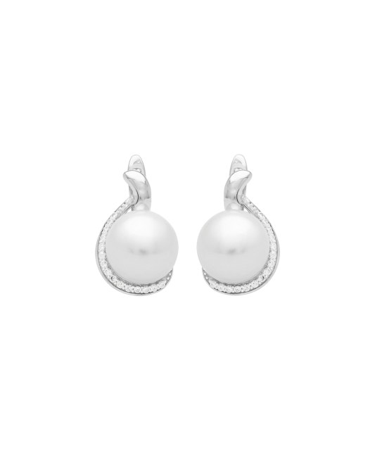 Серьги из серебра с натуральным жемчугом и цирконами