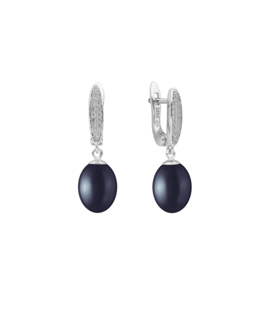 Серьги из серебра с жемчугом и цирконами