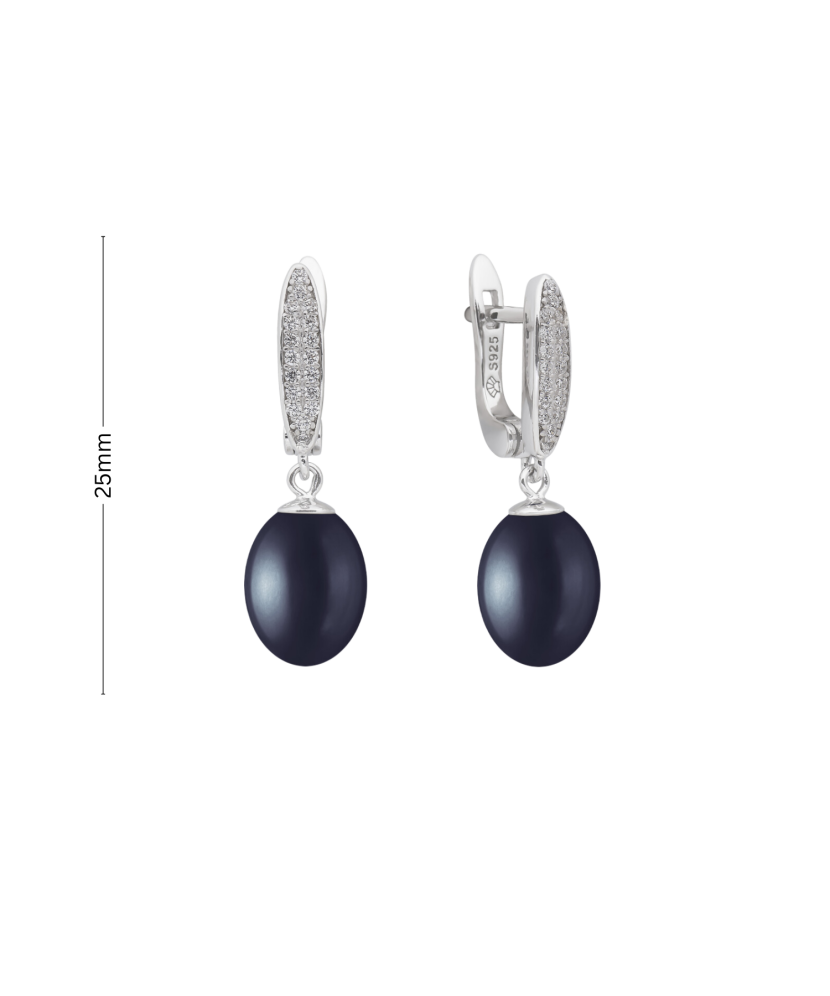 Sterling silver earrings with pearls and zircons