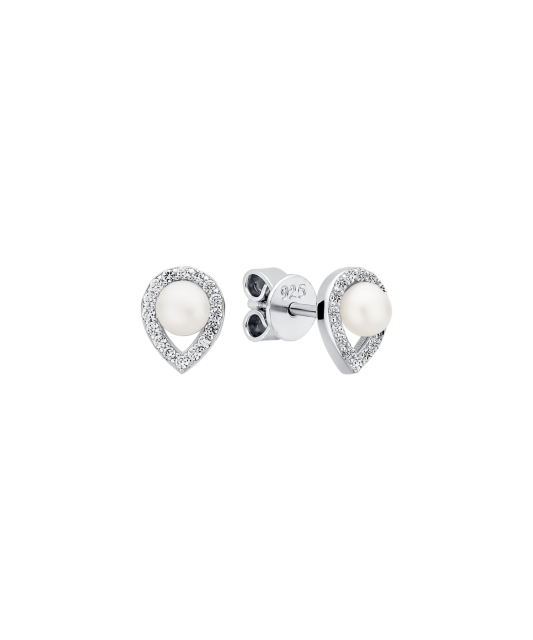Sterling silver earrings with pearls and zircons