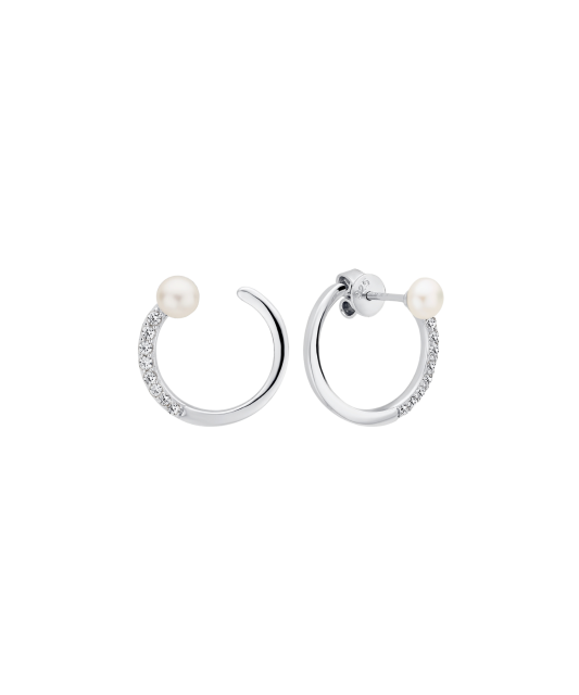 Sterling silver earrings with pearls and zircons