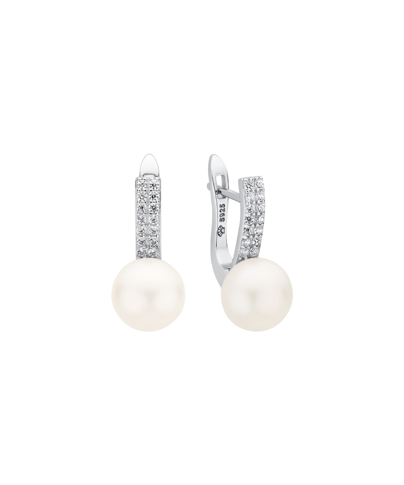 Sterling silver earrings with pearls and zircons
