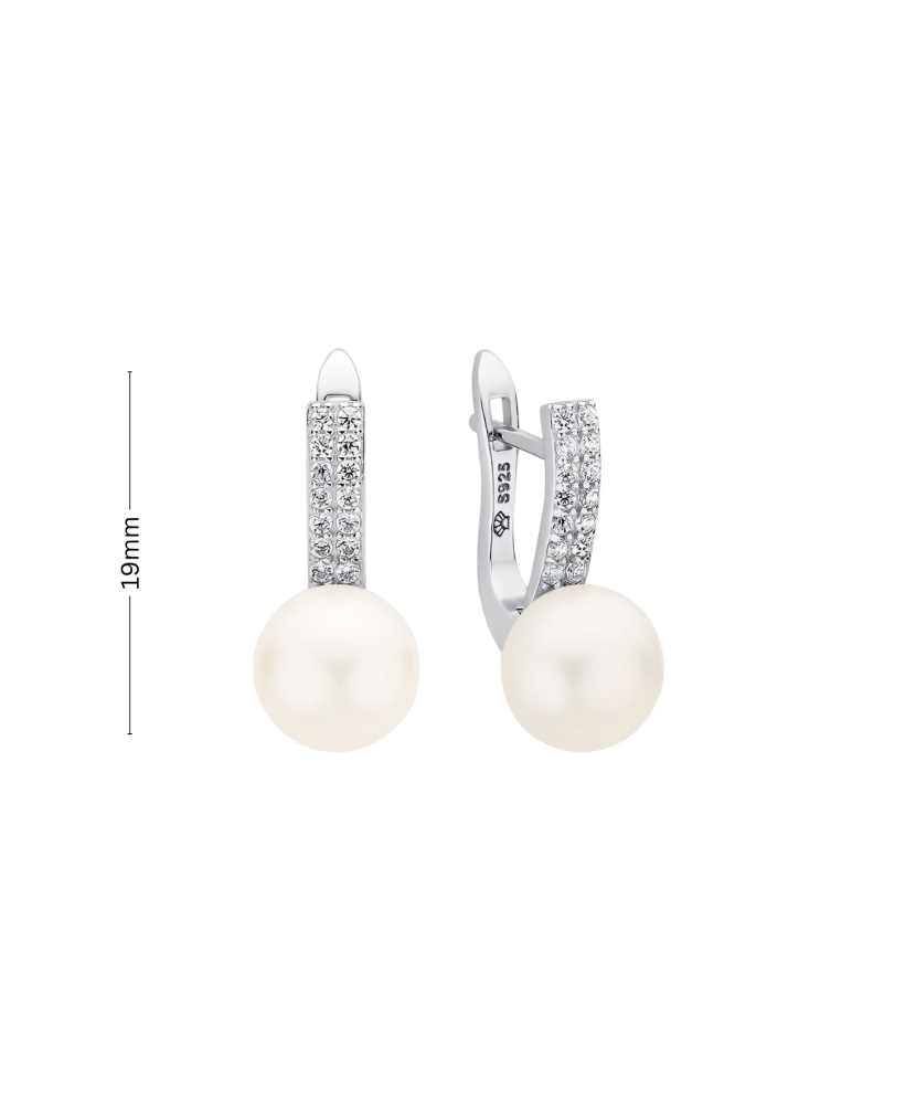 Sterling silver earrings with pearls and zircons