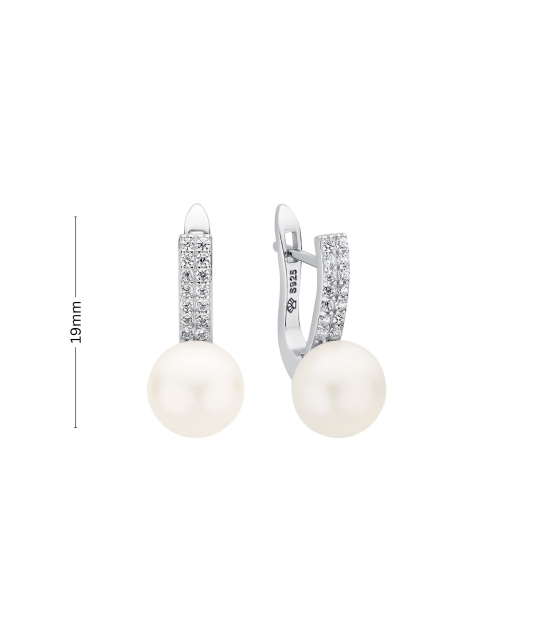 Серьги из серебра с жемчугом и цирконами